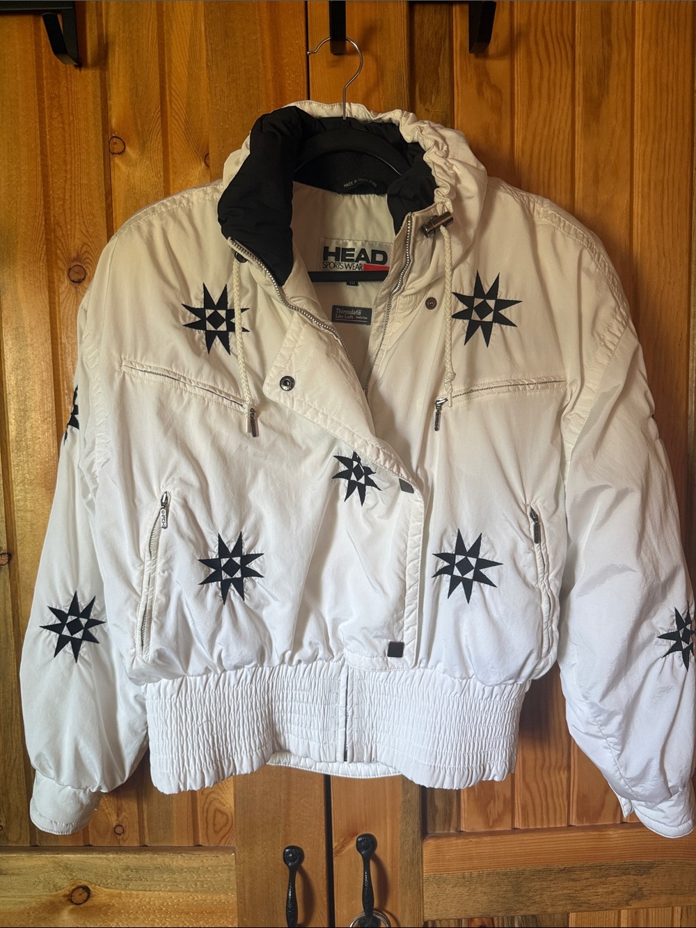 Vintage HEAD White Ski Jacket with Black Star Motifs